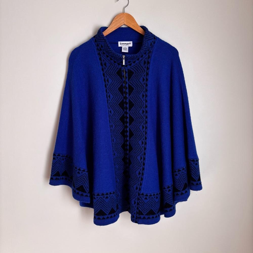 Serengeti Blue and Black Poncho Shrug